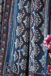 ajrakh modal silk sarees - indigo eclipse & feather symphony