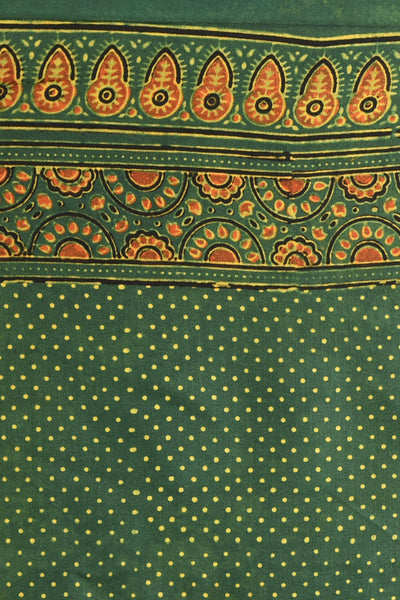 ajrakh modal silk sarees - golden grassland & blissful glow