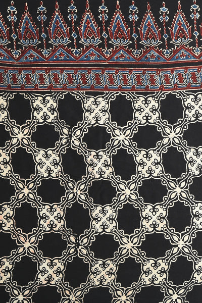 ajrakh modal silk sarees - indigo noir & midnight tale