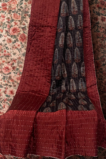 handcrafted mashroo single quilt with filler - ebony & asopalav