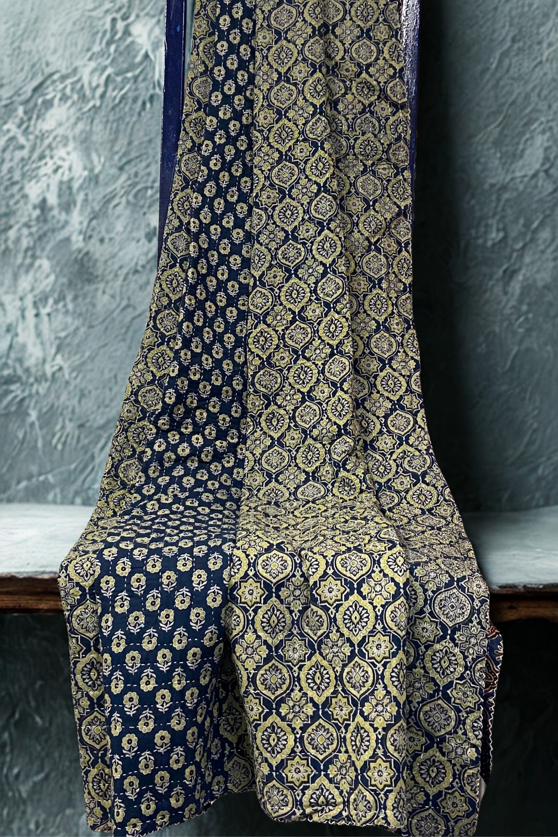 handcrafted reversible mashroo double quilt with filler - Persian Dawn & Madder