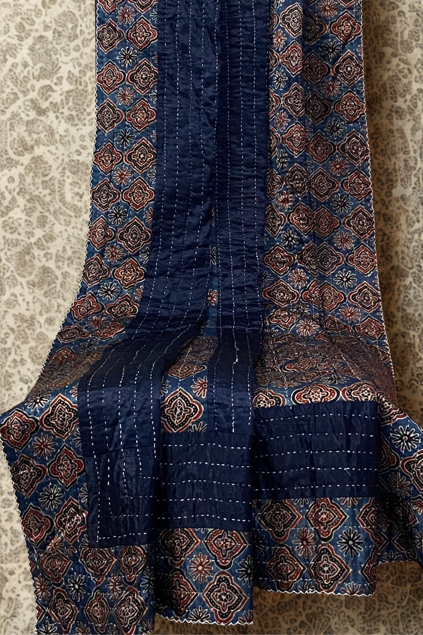 handcrafted reversible mashroo double quilt with filler - Persian Dawn & Madder