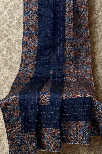 handcrafted reversible mashroo double quilt with filler - Persian Dawn & Madder