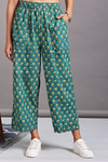 comfort fit cotton pants - green yellow buta