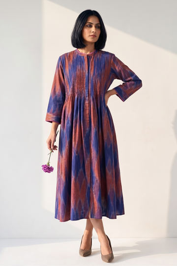 Amethyst_Sunset_Ikat_Cotton_Infinity_Pintuck_Dress