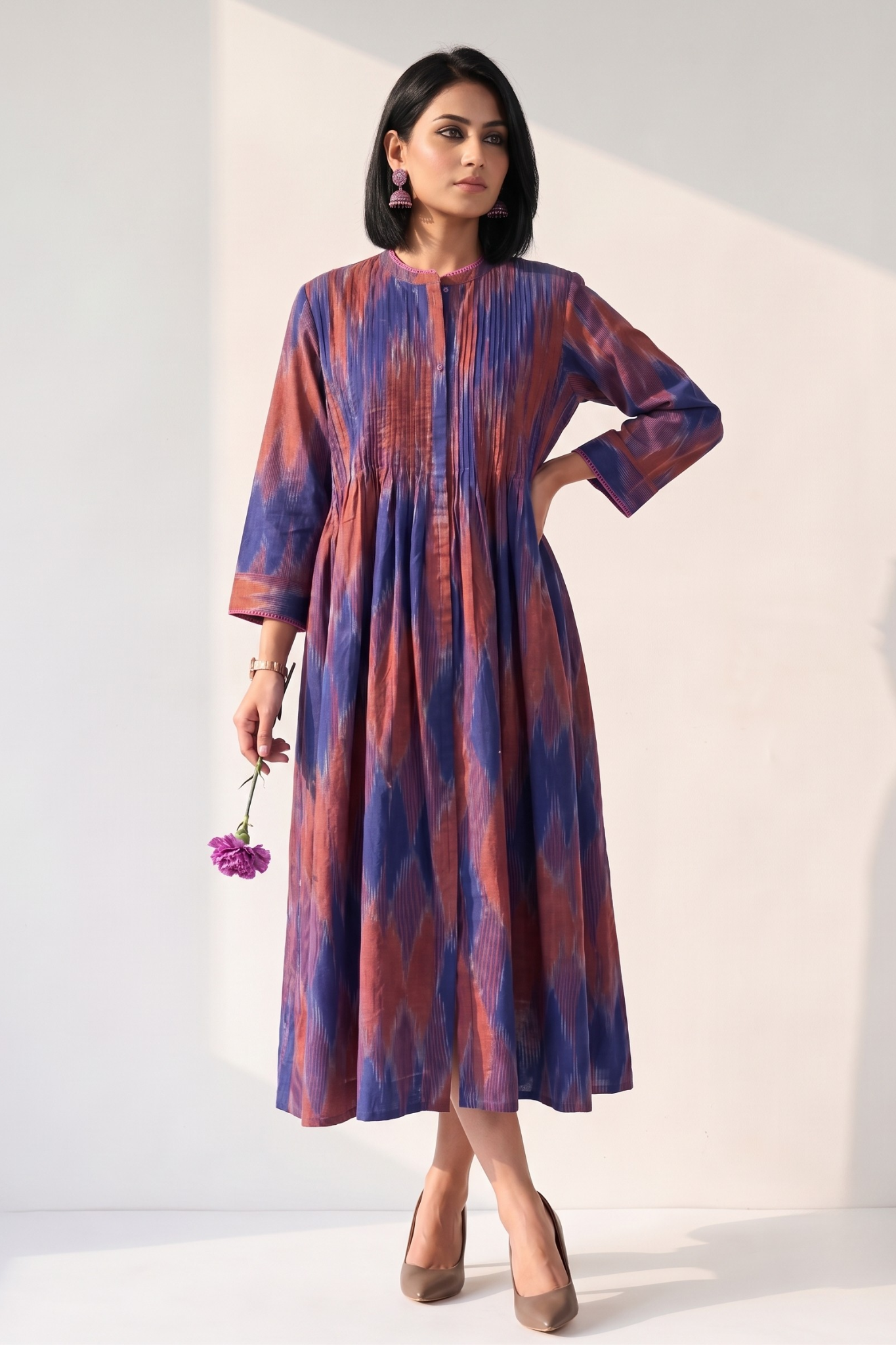 Amethyst_Sunset_Ikat_Cotton_Infinity_Pintuck_Dress