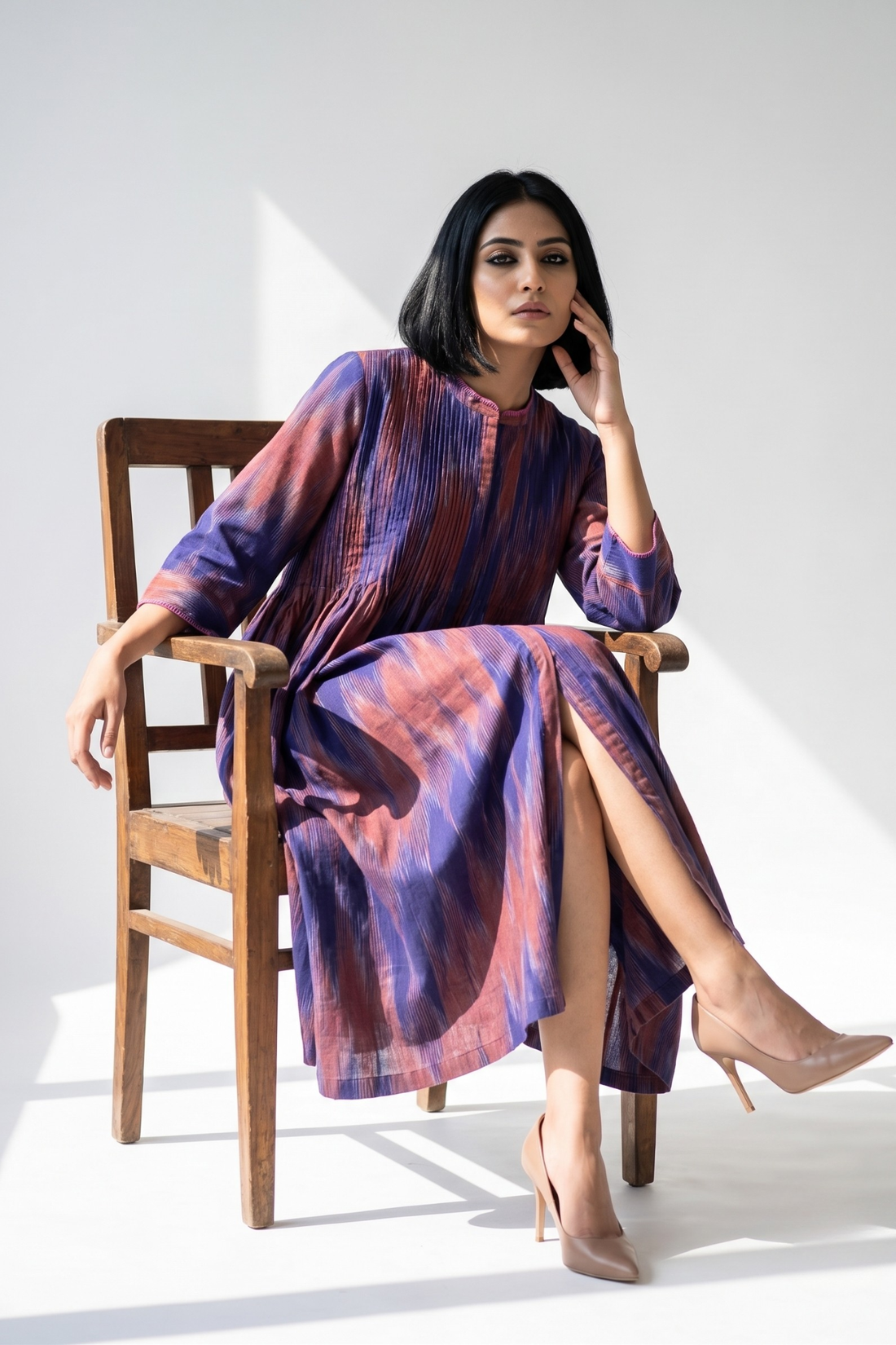 Amethyst_Sunset_Ikat_Cotton_Infinity_Pintuck_Dress