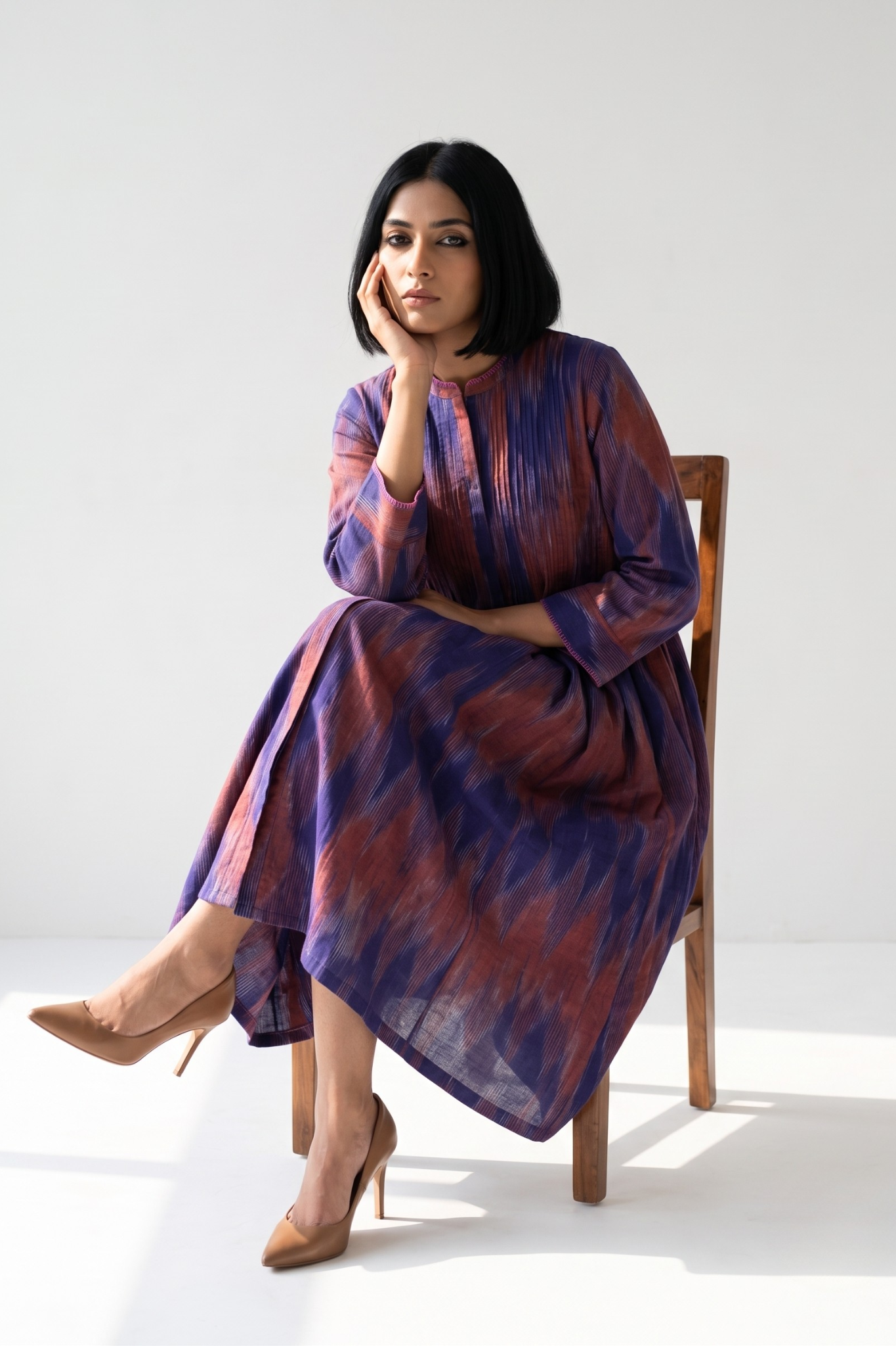 Amethyst_Sunset_Ikat_Cotton_Infinity_Pintuck_Dress