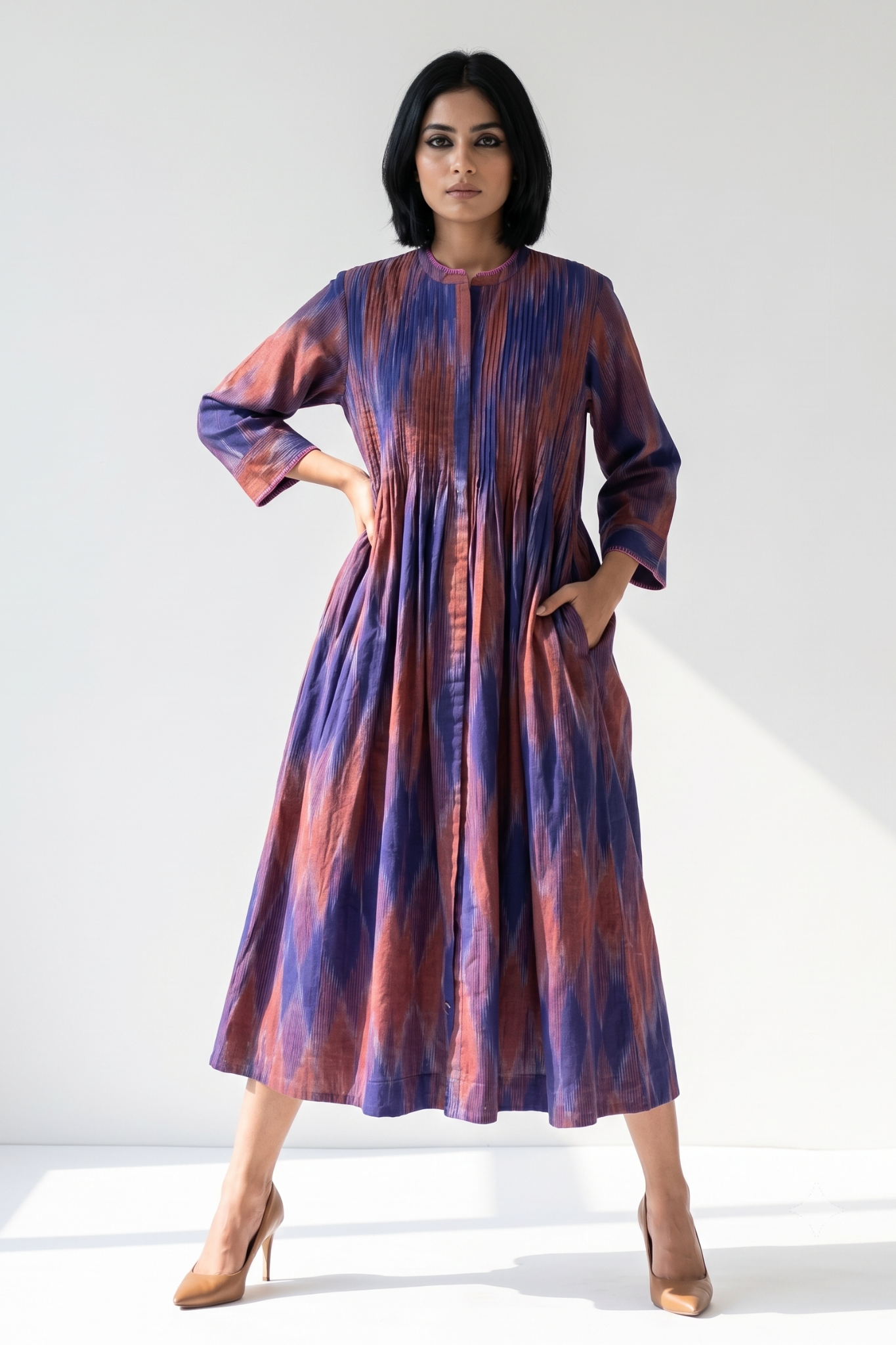 Amethyst_Sunset_Ikat_Cotton_Infinity_Pintuck_Dress