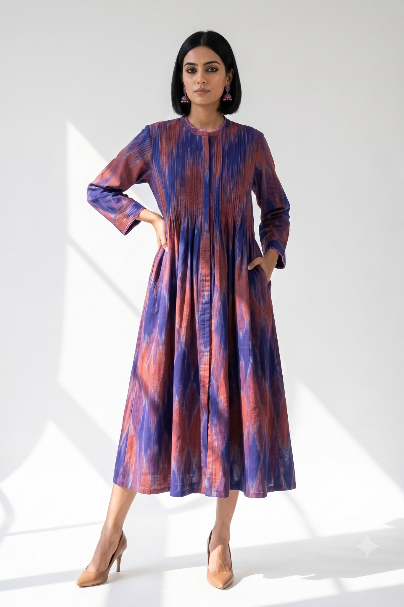 Amethyst_Sunset_Ikat_Cotton_Infinity_Pintuck_Dress