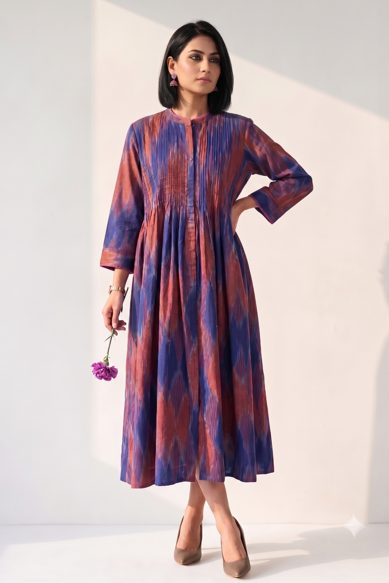 Amethyst_Sunset_Ikat_Cotton_Infinity_Pintuck_Dress