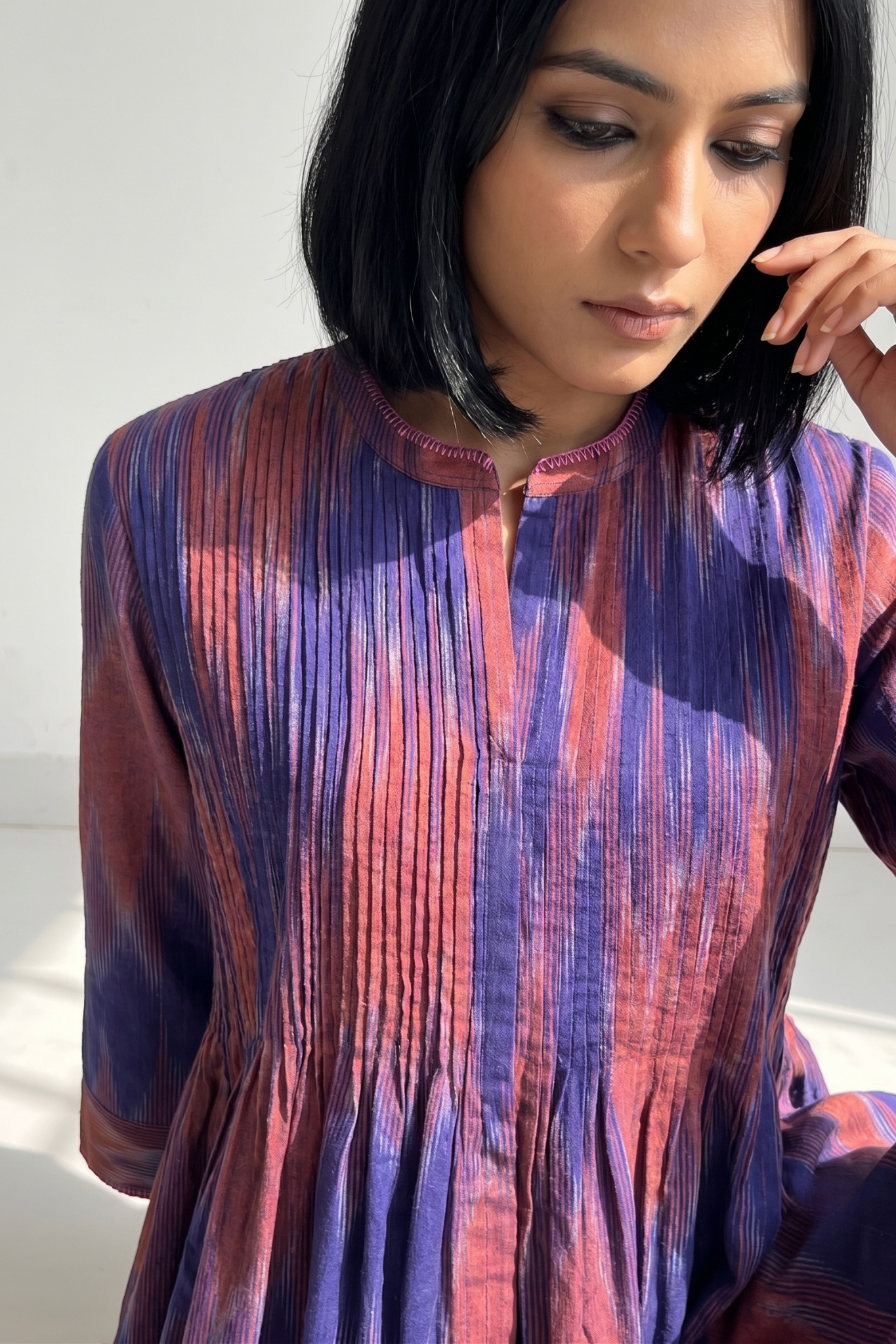 Amethyst_Sunset_Ikat_Cotton_Infinity_Pintuck_Dress