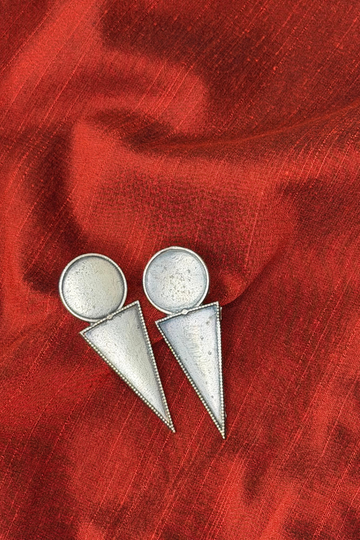 Antique Oxidised Circle and Chevron Earrings   