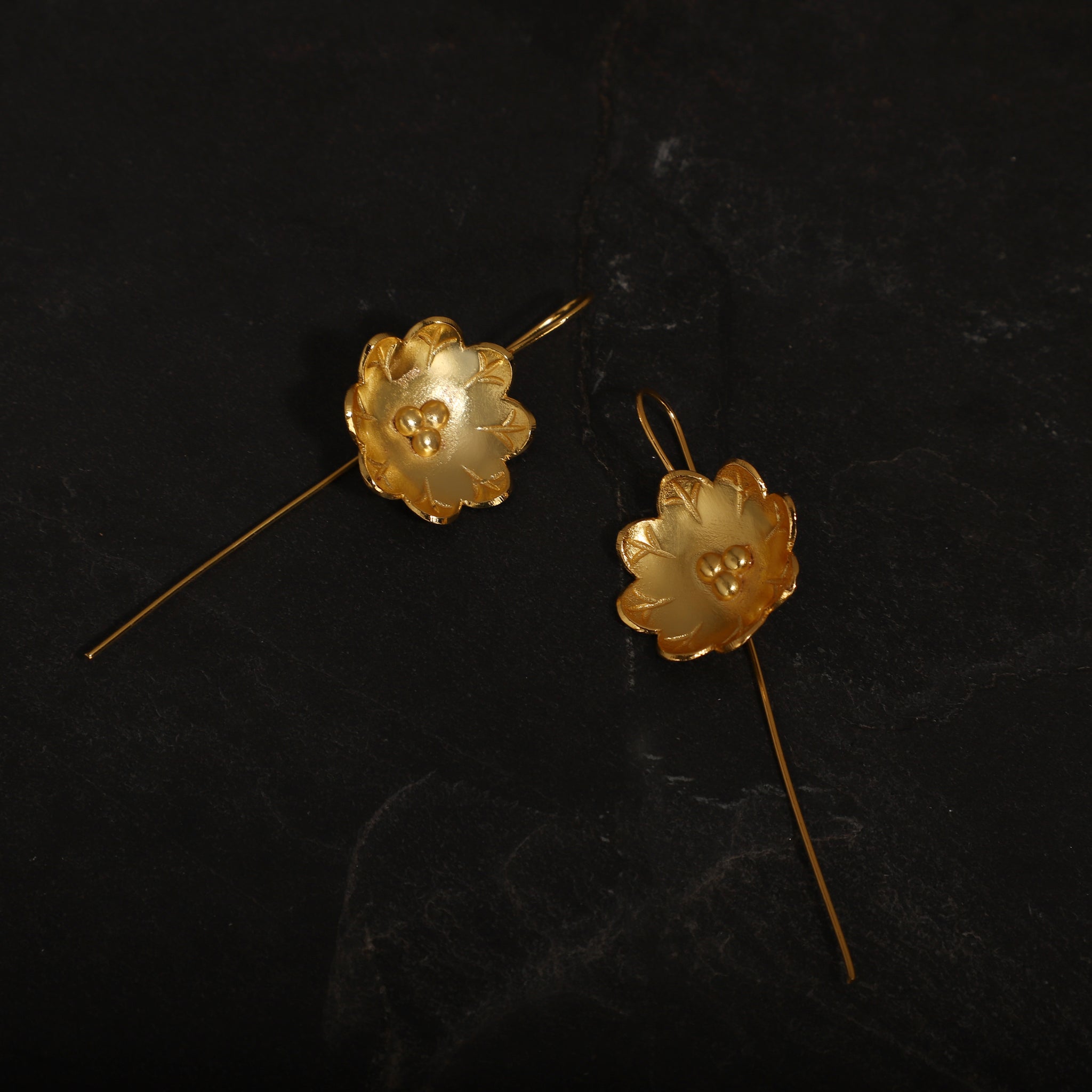 jewelry - berserk - gold plated magnolia long loops