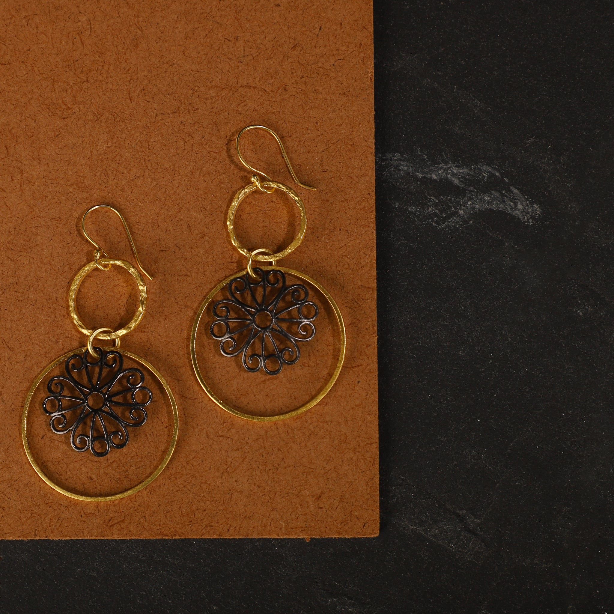 jewelry - berserk - gold plated carved danglers