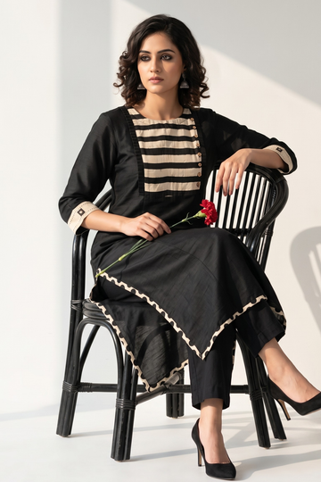 Black_Luxe_Weave_Long_Kurta_With_Yoke__Slit