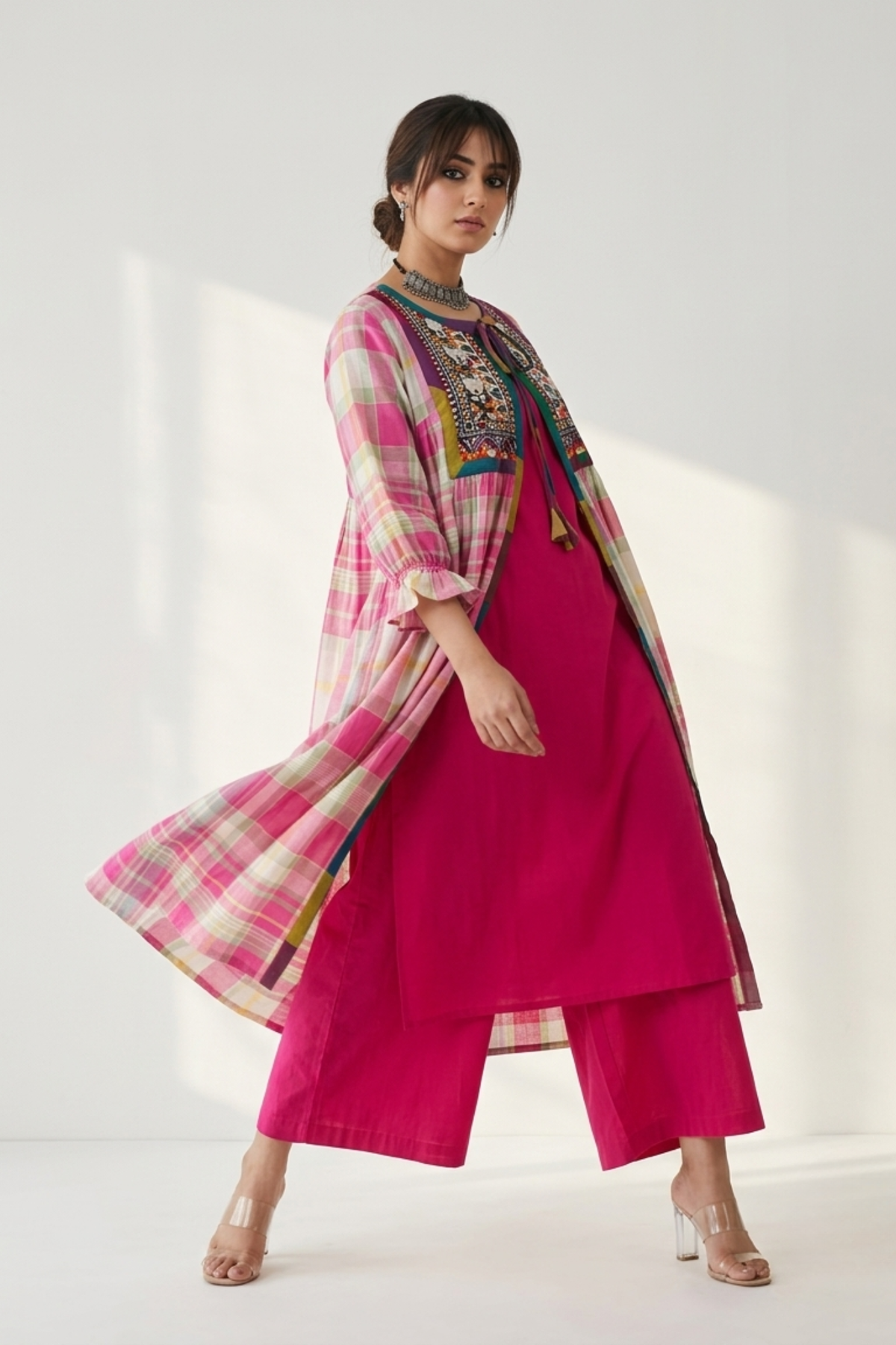 Candy_mint_Blossom_Checks_vintage_kutchi_yoke_jacket