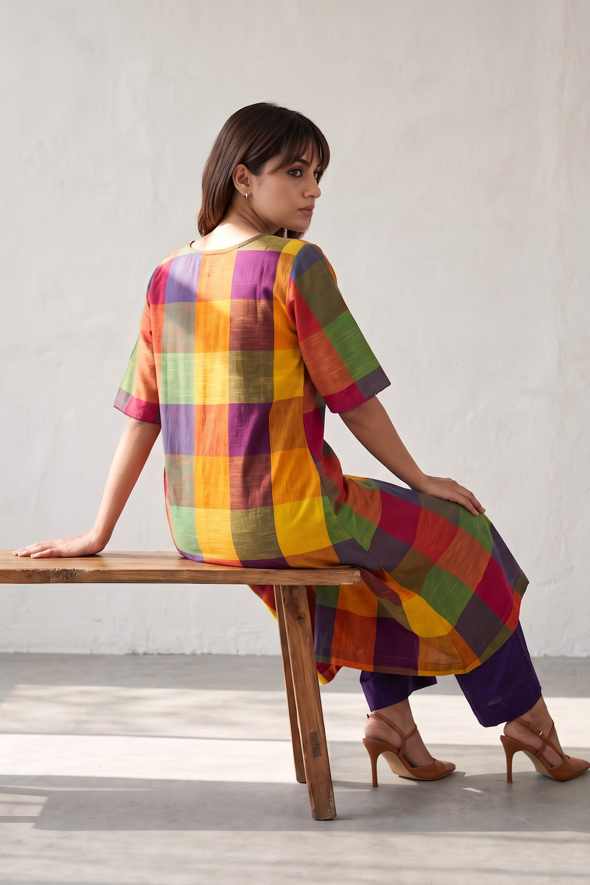 Carnival_Madras_Checks_Cotton_Side_Button_Adjustable_Slit_Kurta