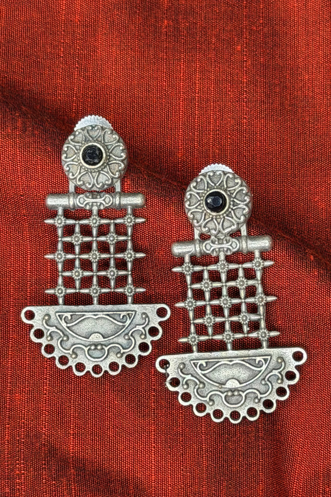 jaali oxidised earrings