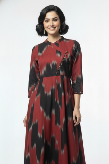 Ruby Night Cotton Cross Potli Angrakha Kurta