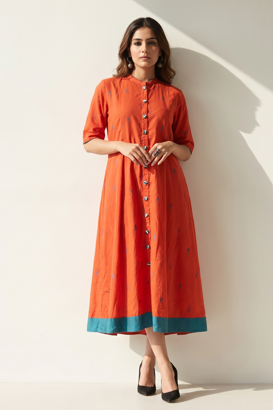 Citrus_Leaf_Butti_Long_Maxi_Button_Cotton_Down_Dress