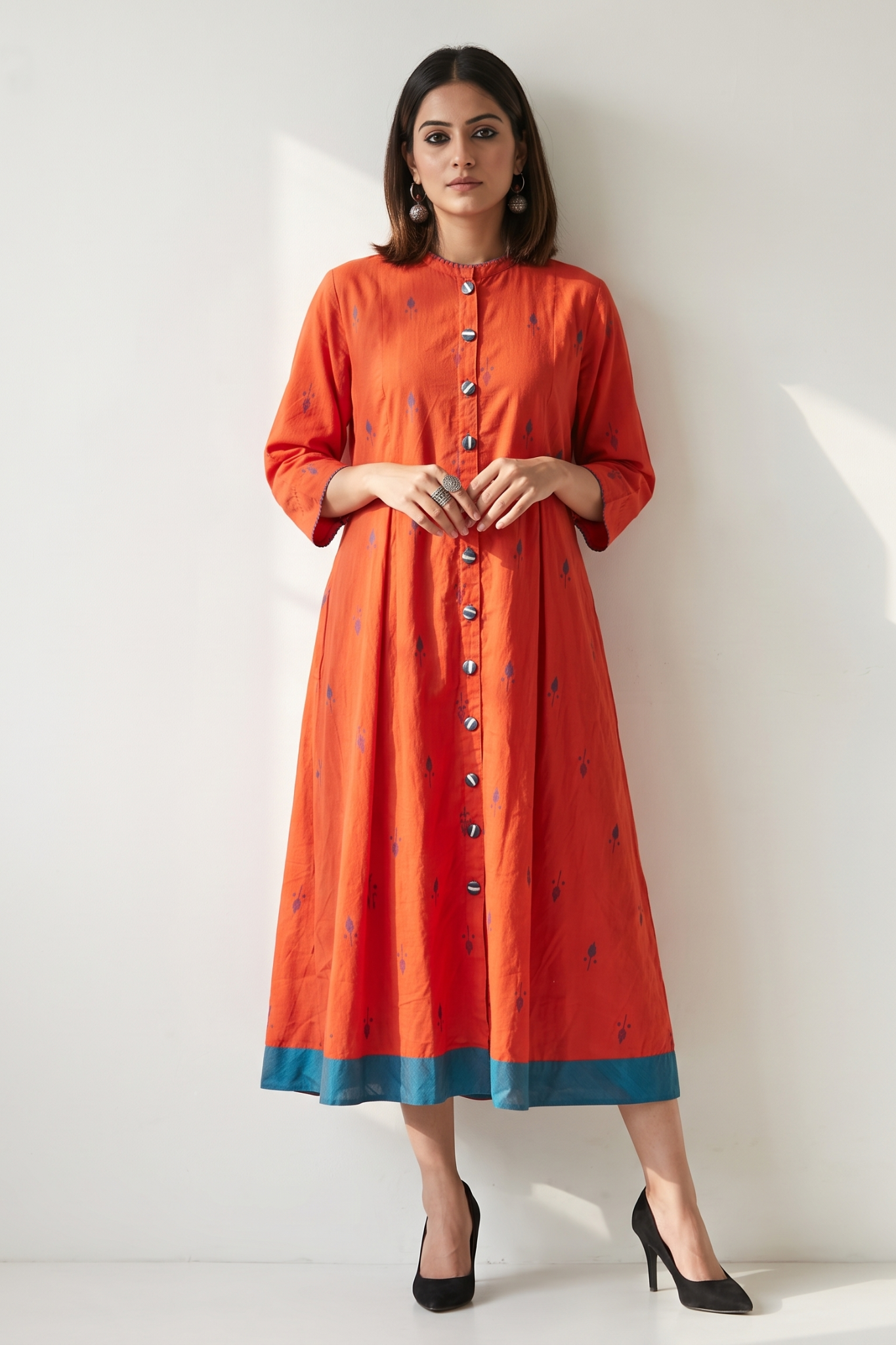 Citrus_Leaf_Butti_Long_Maxi_Button_Cotton_Down_Dress