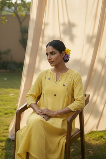 Co-ord Set Sunlit Violet Reflections Side Gather A-Line Kurta & Pants