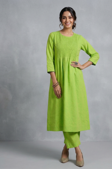 Co-ord Set Zest of Dawn Smocked Yoke Kurta & Pants