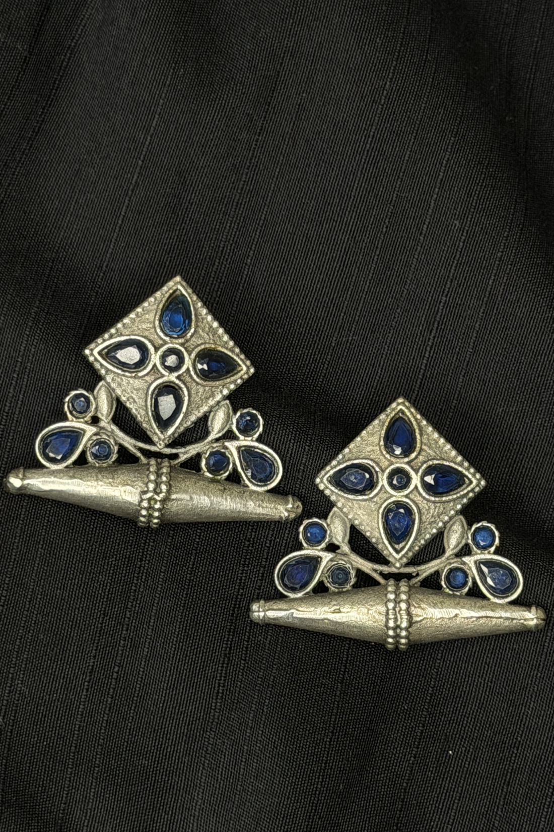 Cobalt Gem Amulet Stud Earrings
