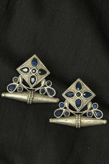 Cobalt Gem Amulet Stud Earrings
