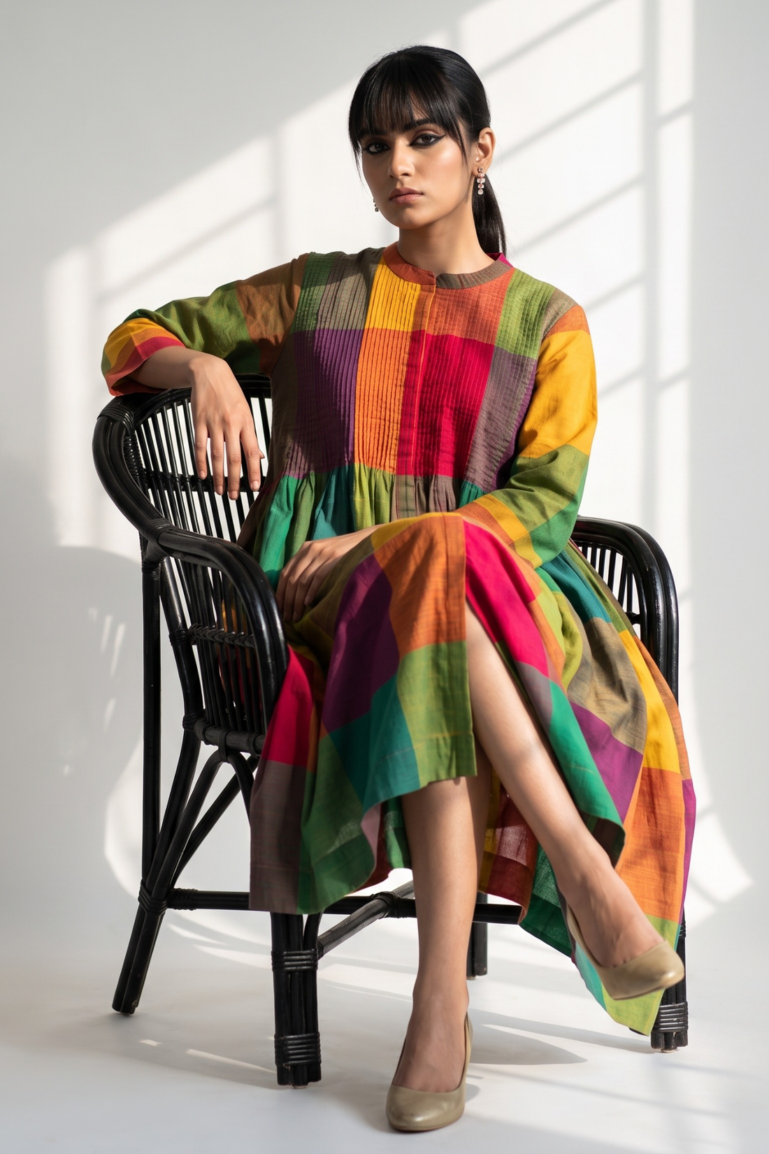 Colorburst_Madras_checks_Cotton_Infinity_Pintuck_Dress