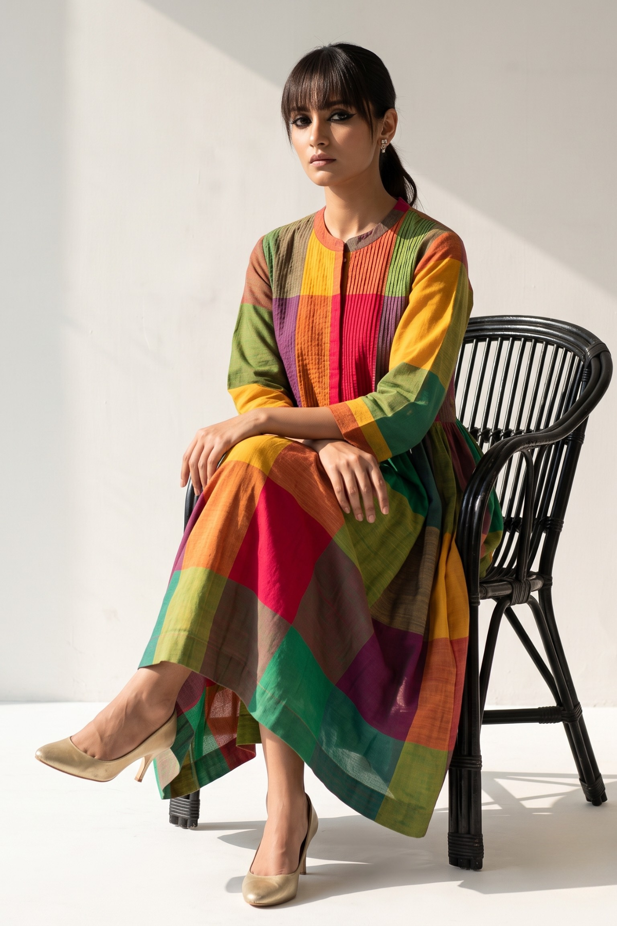 Colorburst_Madras_checks_Cotton_Infinity_Pintuck_Dress