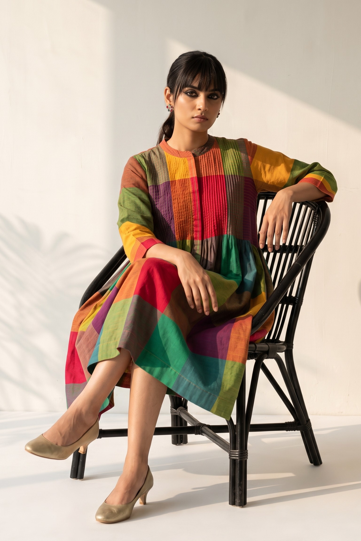 Colorburst_Madras_checks_Cotton_Infinity_Pintuck_Dress