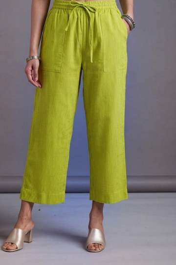 Comfort Fit Pants with Pockets - Lime Green