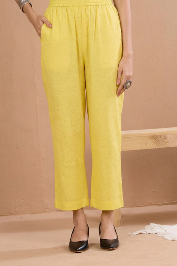 Comfort Fit pants - Sunny yellow viscose
