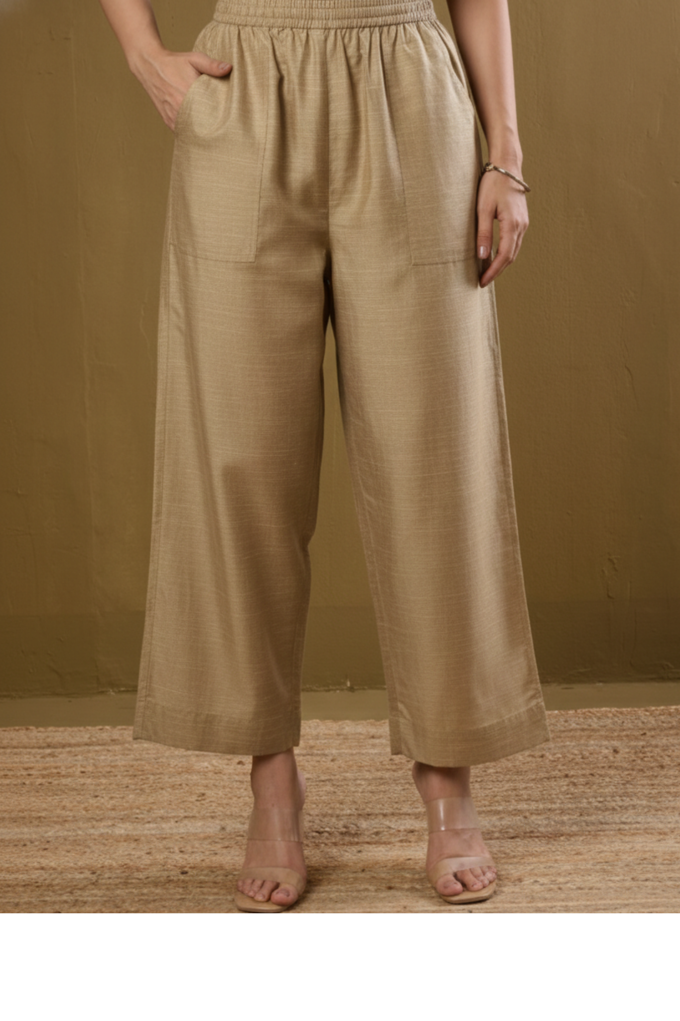 Comfort_fit_pants_-_Beige_Silk_slub