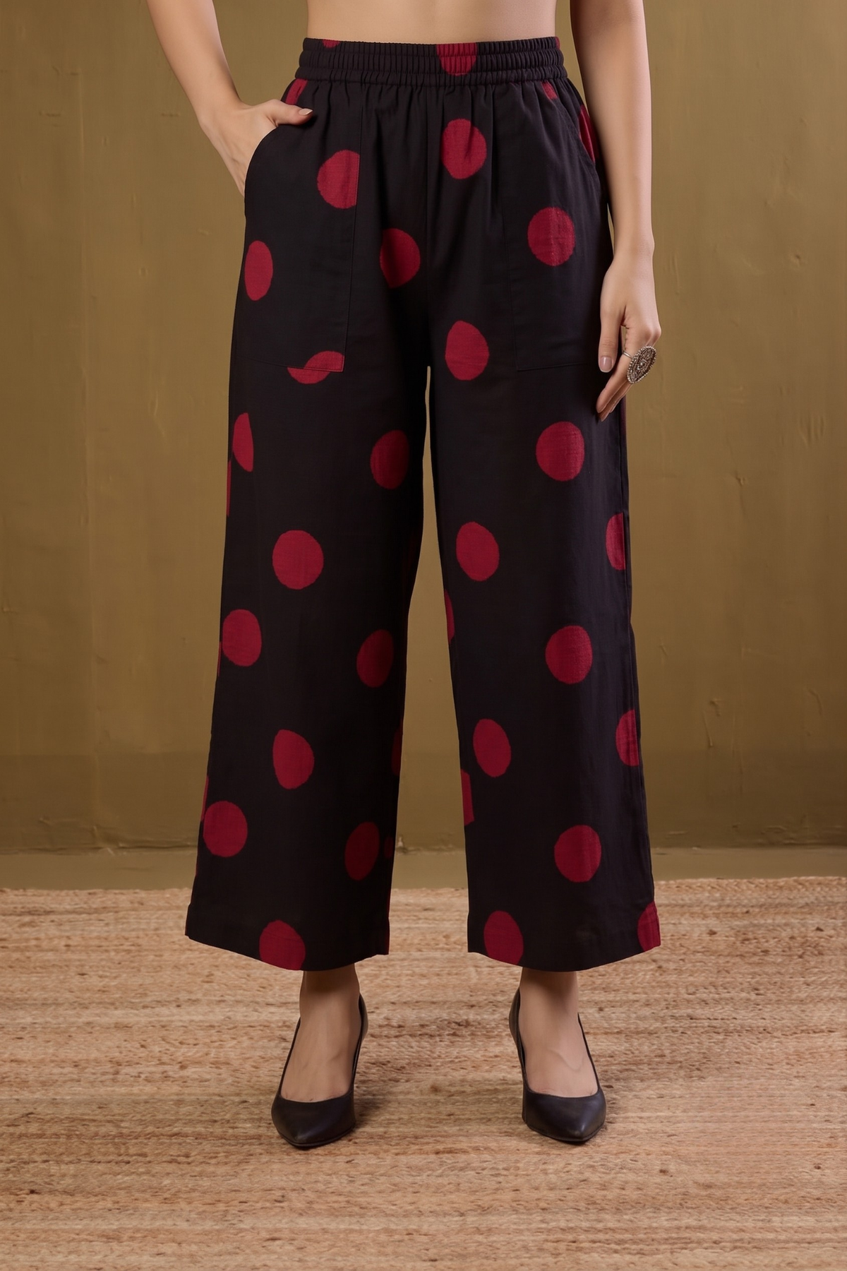 Comfort_fit_pants_-_Black_with_Red_Polka_pants