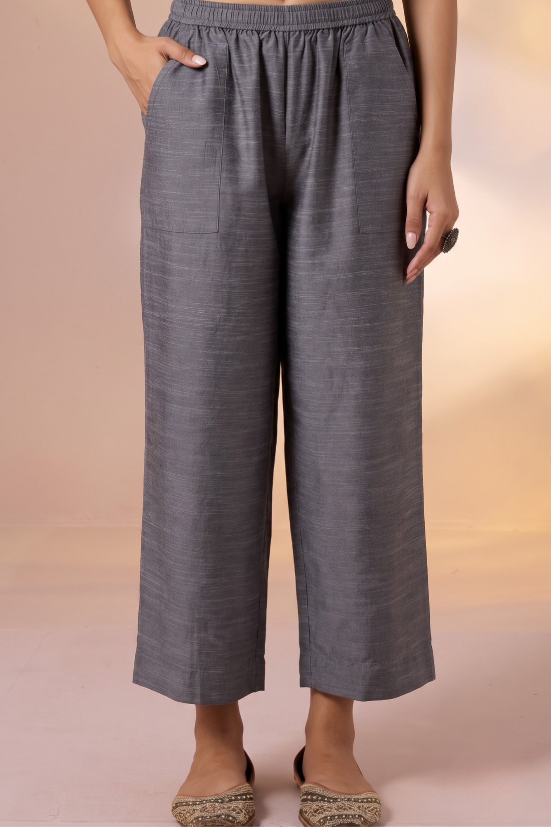 Comfort_fit_pants_-_Grey_Silk_Slub