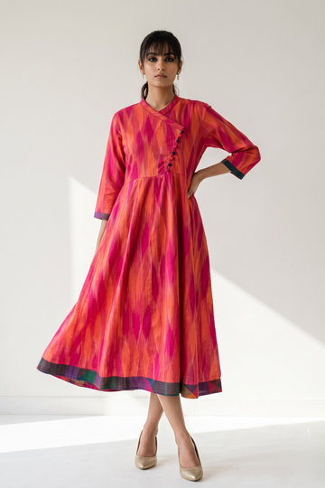 Coral_Blush_Ikat_Flow_Cross_Potli_Angrakha_Kurta