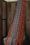 handcrafted double filler quilt  - indigo hymns & lotus grandeur