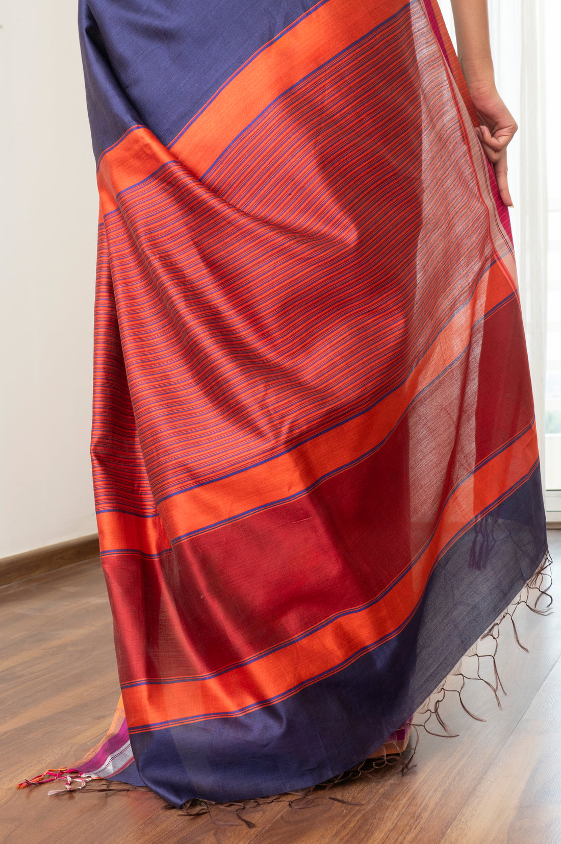 Eri Silk Saree - Indigo Flame