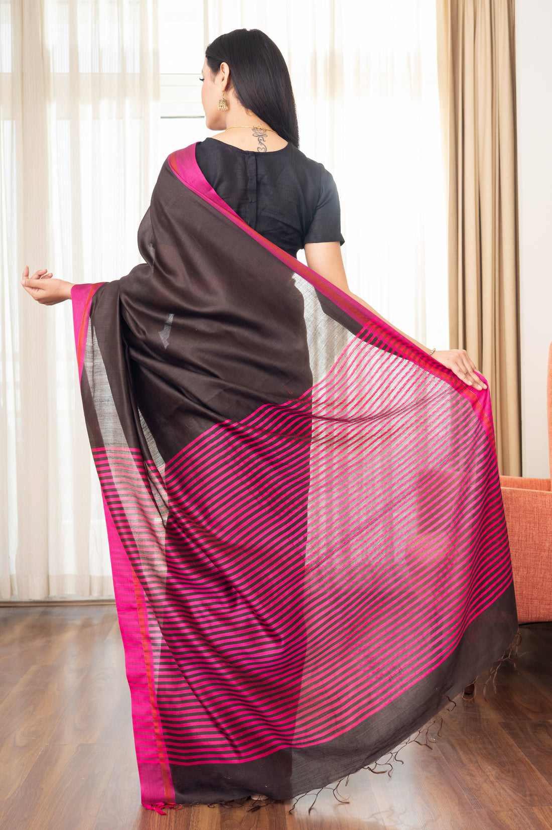 Eri Silk Saree - Mud & Rose