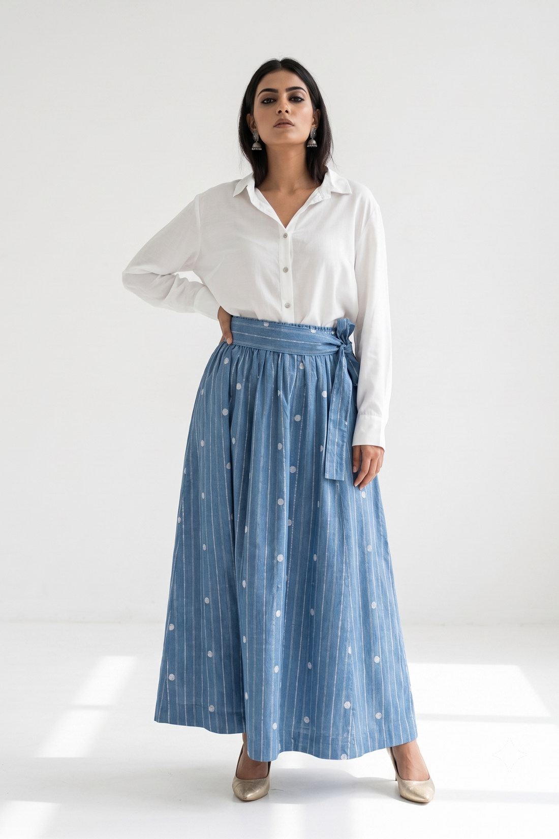 Denim Melody Cotton Panelled Skirt