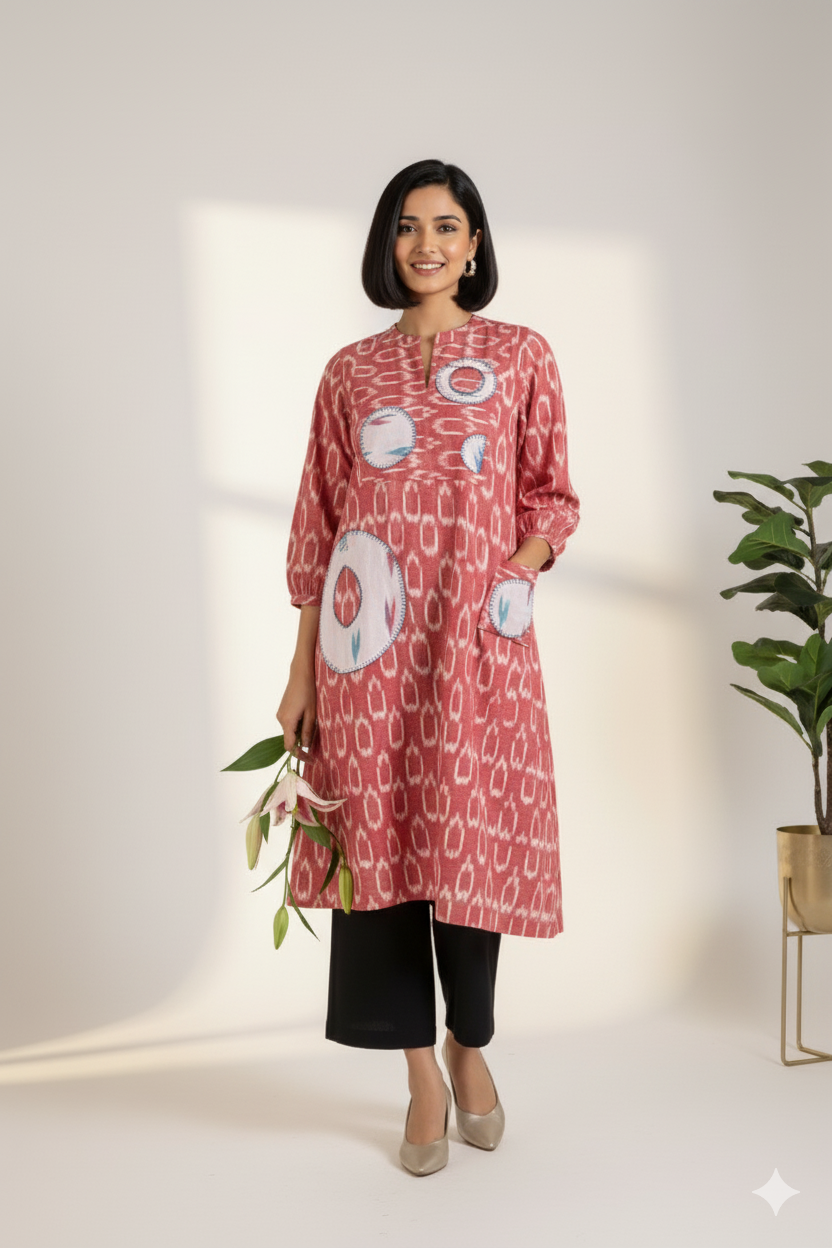 Rosewater Veil Dress with Patch Pocket