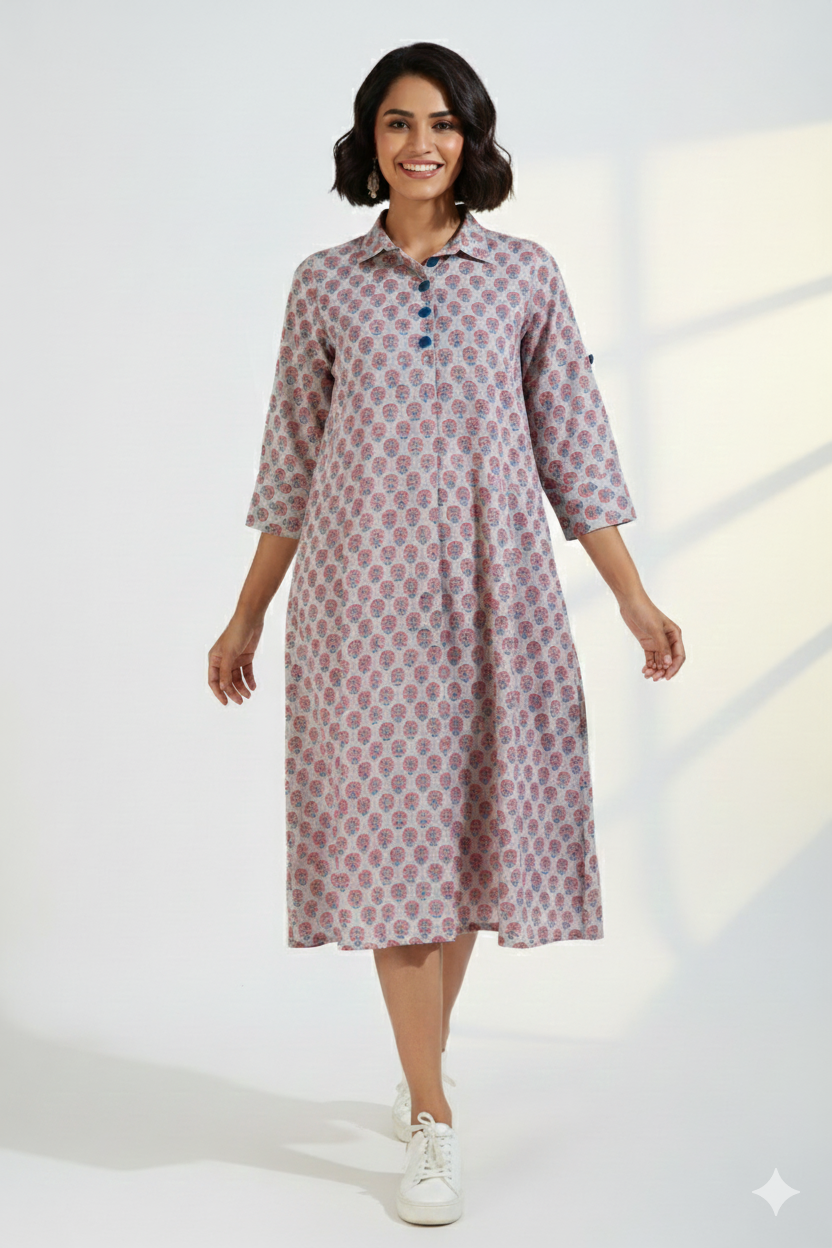 long shirt dress - misty rose & whispering ash