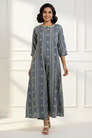 Soft Grey Bloom Jumpsuit with Pockets