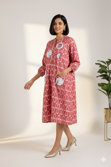 Rosewater Veil Dress with Patch Pocket