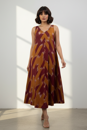 Rustic Rhythm Sleeveless Strap V-Neck Bias Dress