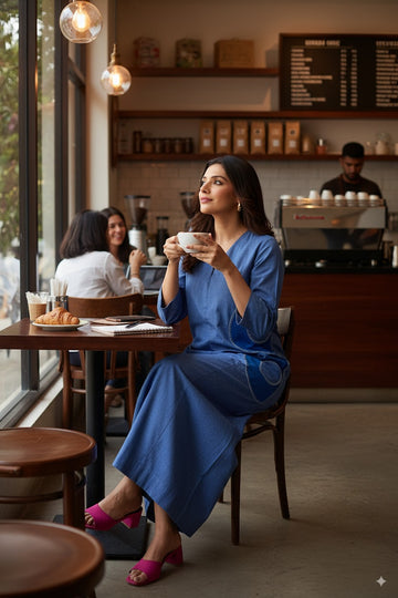 Celestial Denim Applique Jumpsuit with Pockets & Sleeves