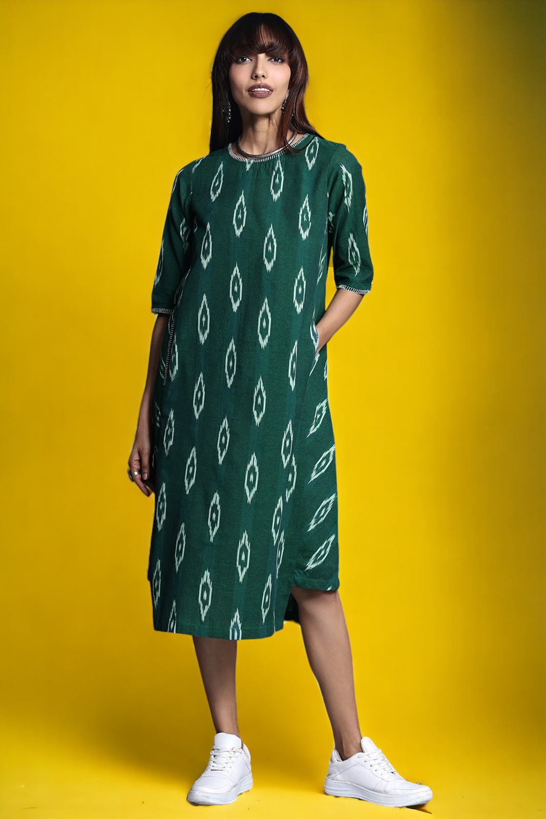 side bias pocket dress - verdant forest & lush foliage - maati crafts